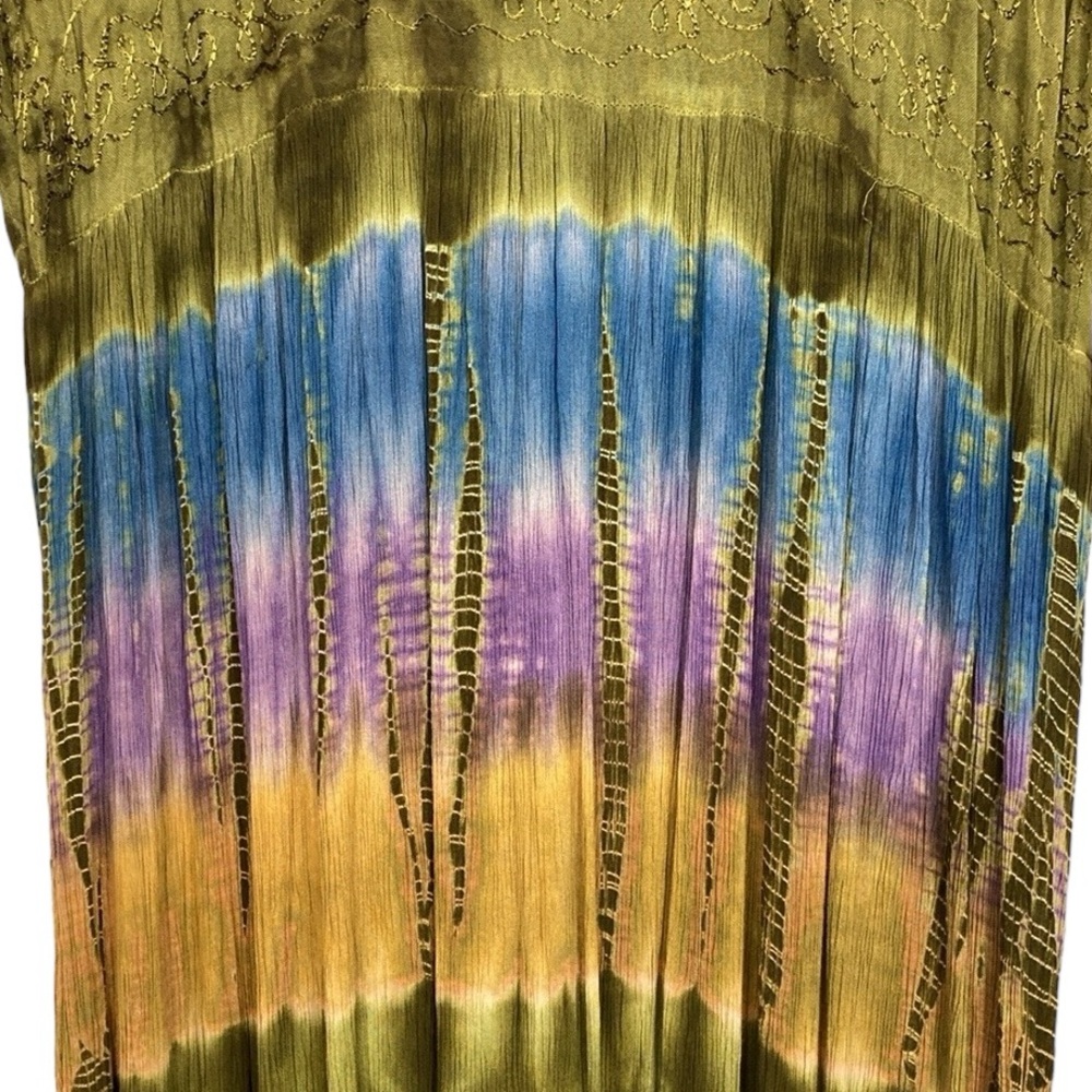 Boutique Olive Moss Green Tie Dye Maxi Dress - Picture 4 of 10